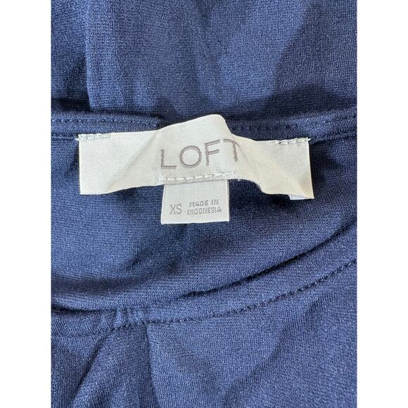 Loft Womens Top Blouse Size XS Navy Blue Flounce Sleeve READ - Picture 3 of 8